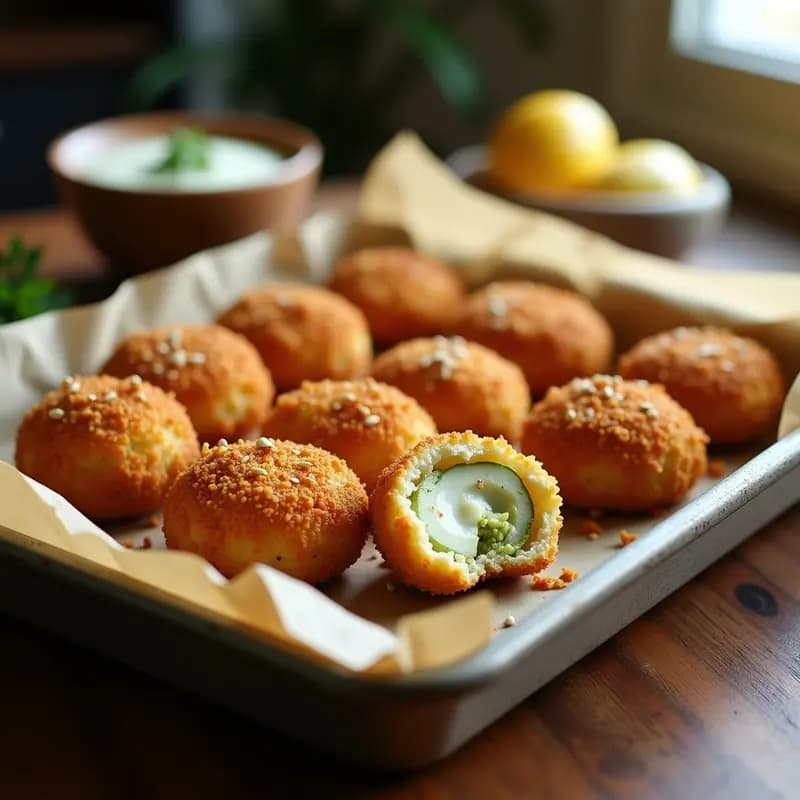 Croquetas de Flor de Calabaza y Queso de Almendras: Aperitivo Vegano al Horno