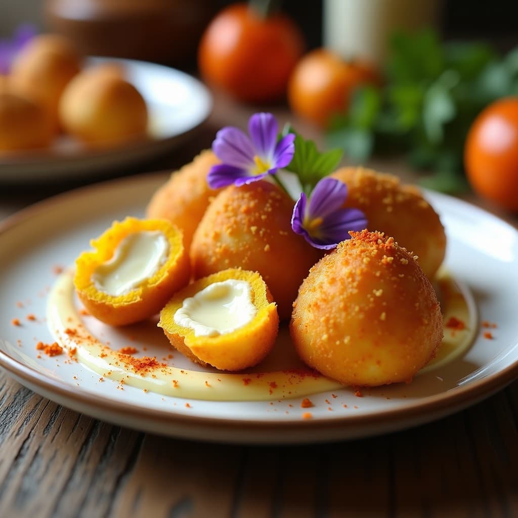 Croquetas de Flor de Calabaza y Queso de Castaña: Receta Española Vegana con Béchamel de Avena