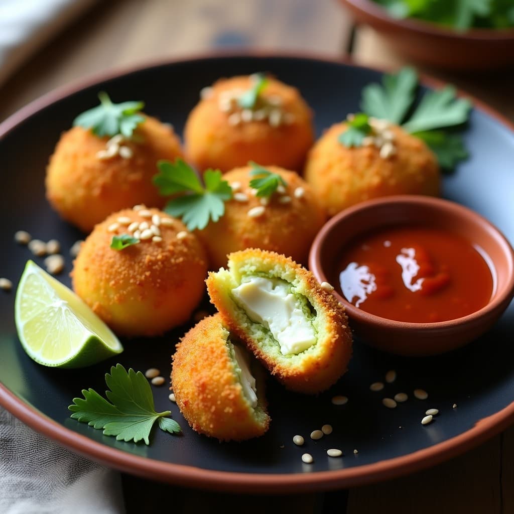 Croquetas de Flor de Calabaza y Queso de Castañas con Salsa de Chipotle: Receta Vegana Mexicana Crujiente
