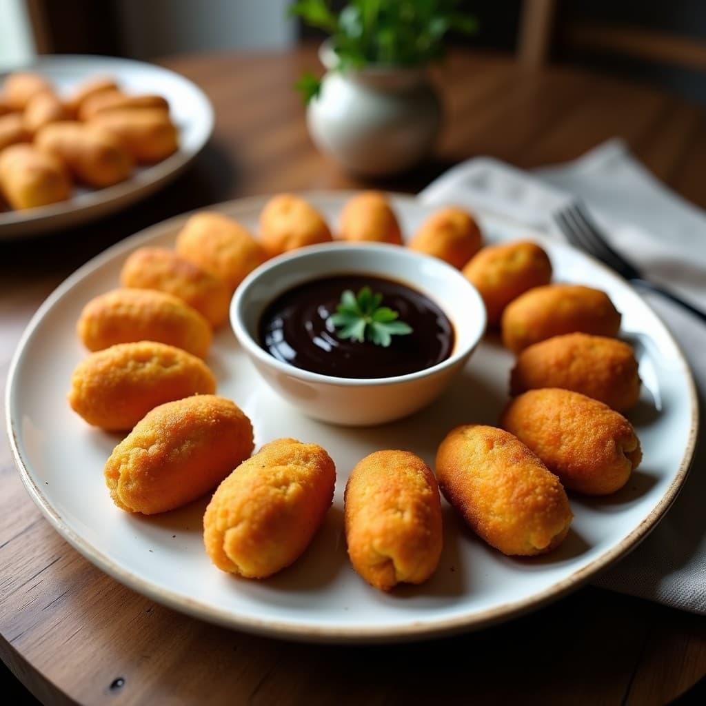 Croquetas de Garbanzo y Ancas de Rana con Salsa de Ajo Negro: Receta Española innovadora en Airfryer