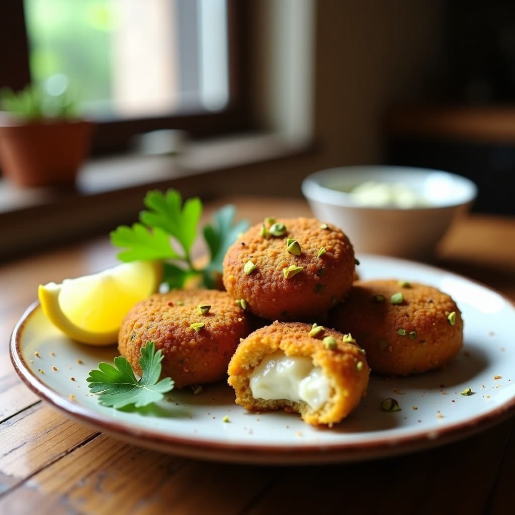 Croquetas de Garbanzo y Berenjena con Costra de Pistacho: Aperitivo Libanés en Airfryer