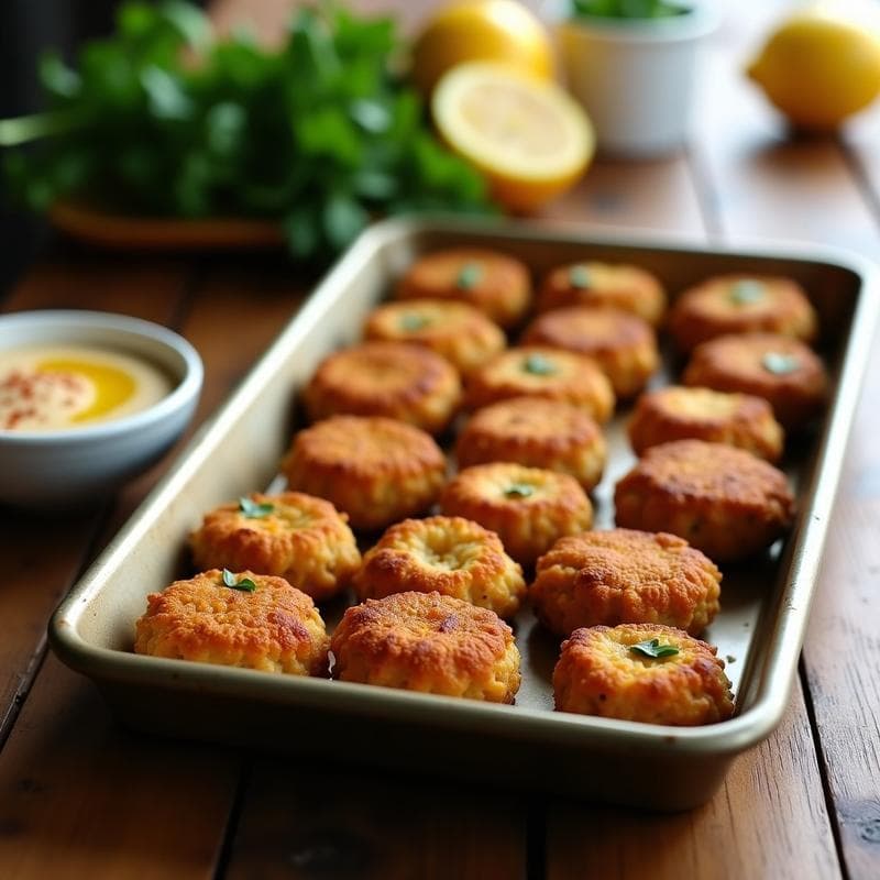 Croquetas de Garbanzo y Berenjena con Salsa de Tahini: Receta Vegana al Horno