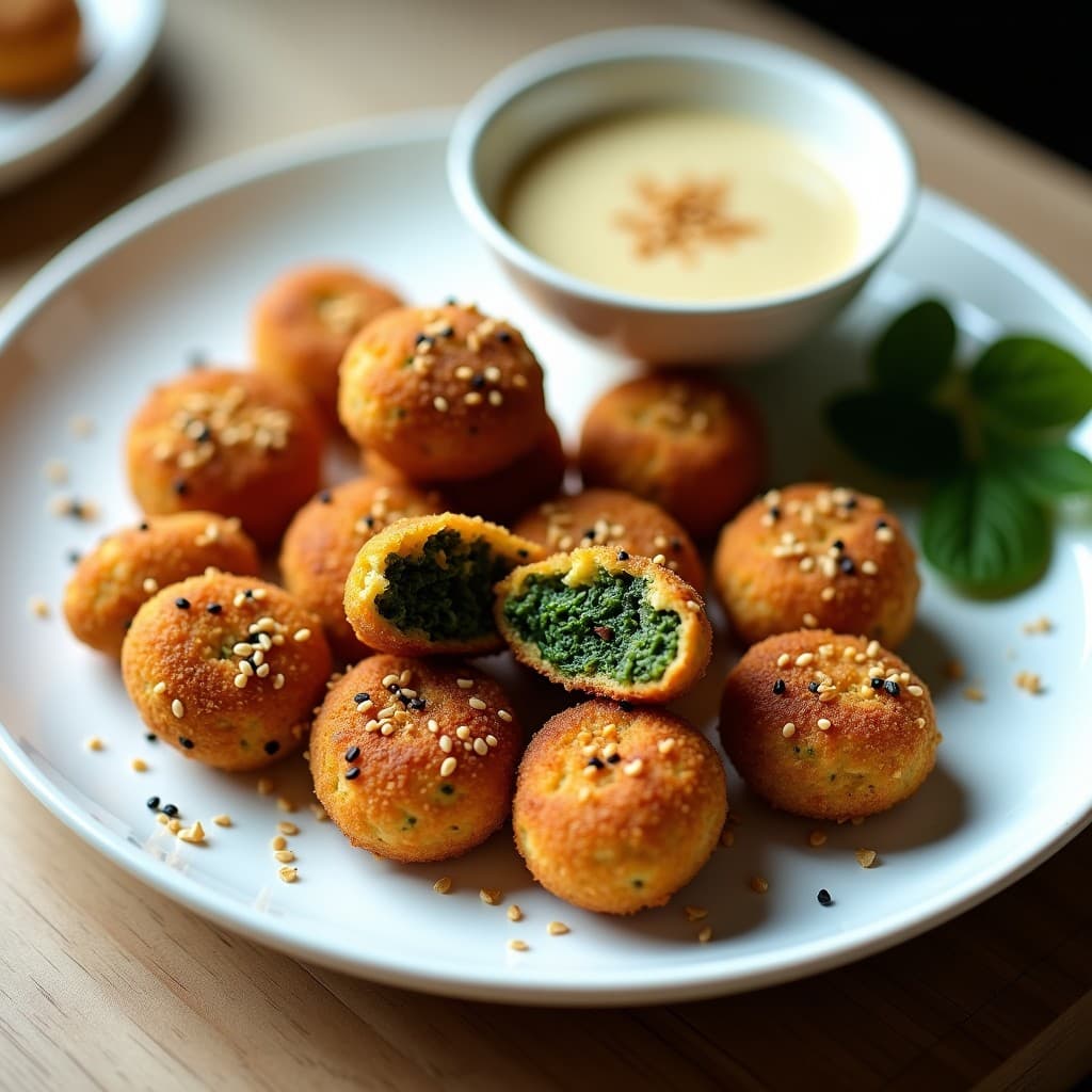 Croquetas de Garbanzo y Espinaca con Costra de Semillas de Sésamo: Receta Vegana en Airfryer