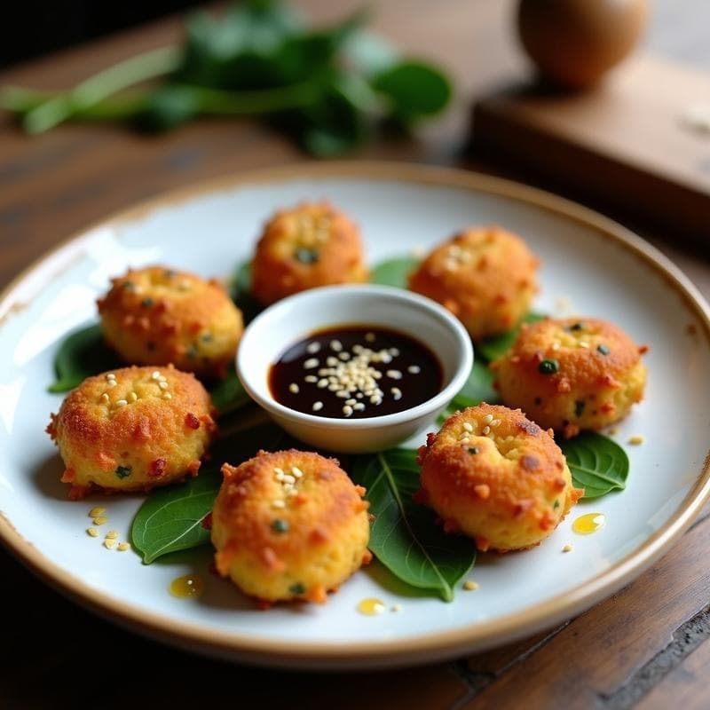 Croquetas de Garbanzo y Espinacas con Salsa de Ajo Negro: Aperitivo Vegano en Olla Exprés