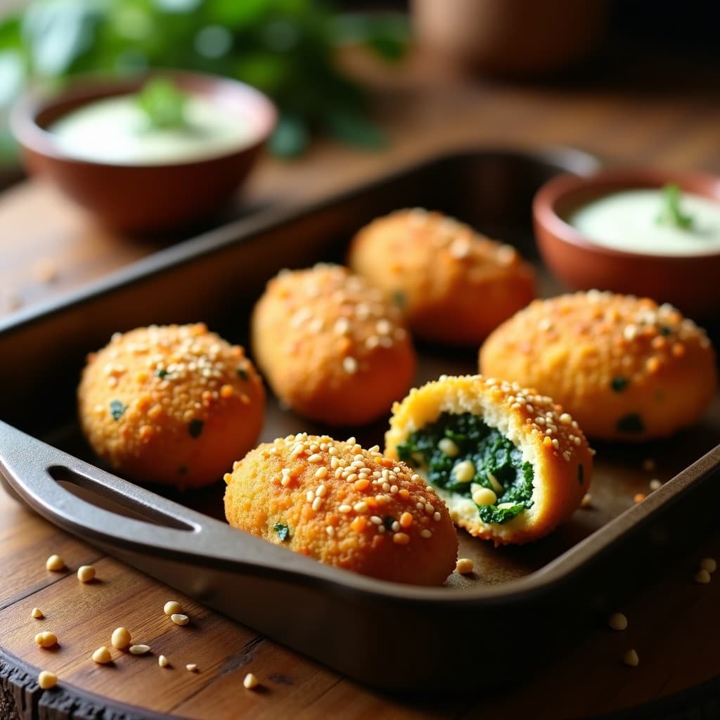 Croquetas de Garbanzo y Espinacas al Horno con Toque de Comino: Receta Española Vegana