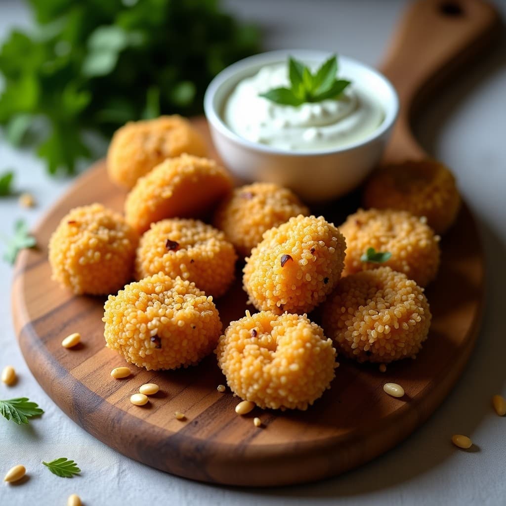 Croquetas de Garbanzos y Alcachofa con Crujiente de Quinoa: Aperitivo Vegano Sin Horno