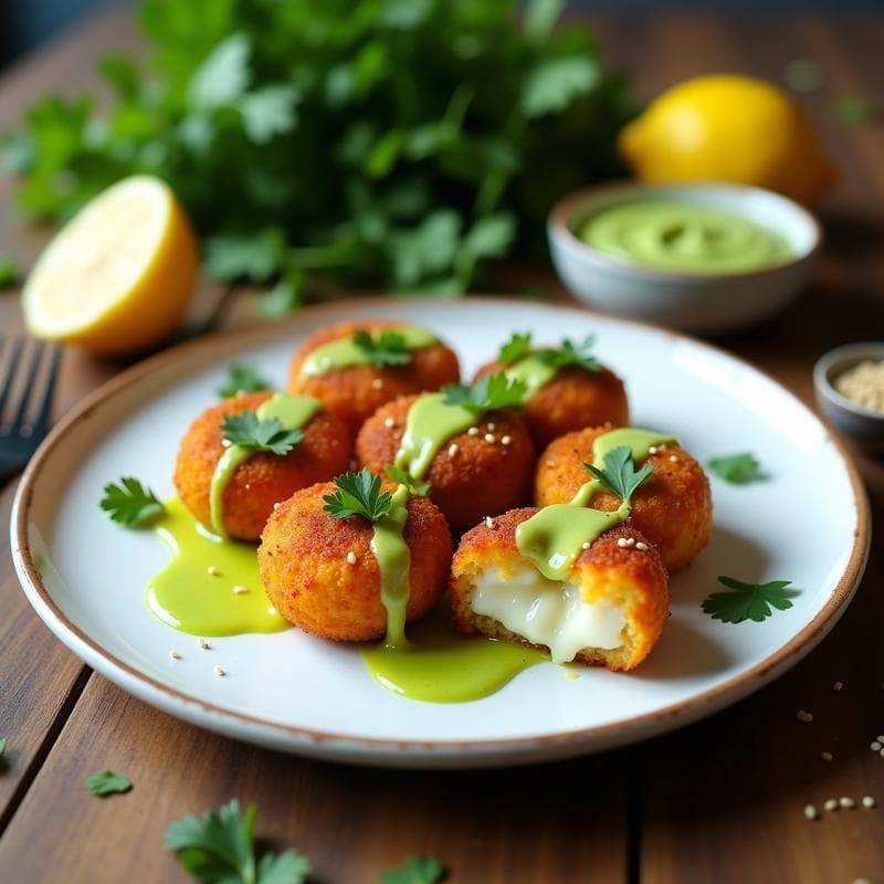 Croquetas de Garbanzos y Algas con Salsa de Limón: Aperitivo Vegano Crujiente en Airfryer