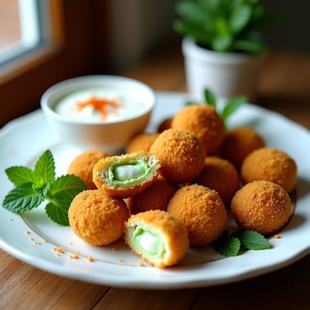 Croquetas de Puré de Guisantes y Mentas con Pan Rallado de Almendras: Aperitivo Vegano en Airfryer