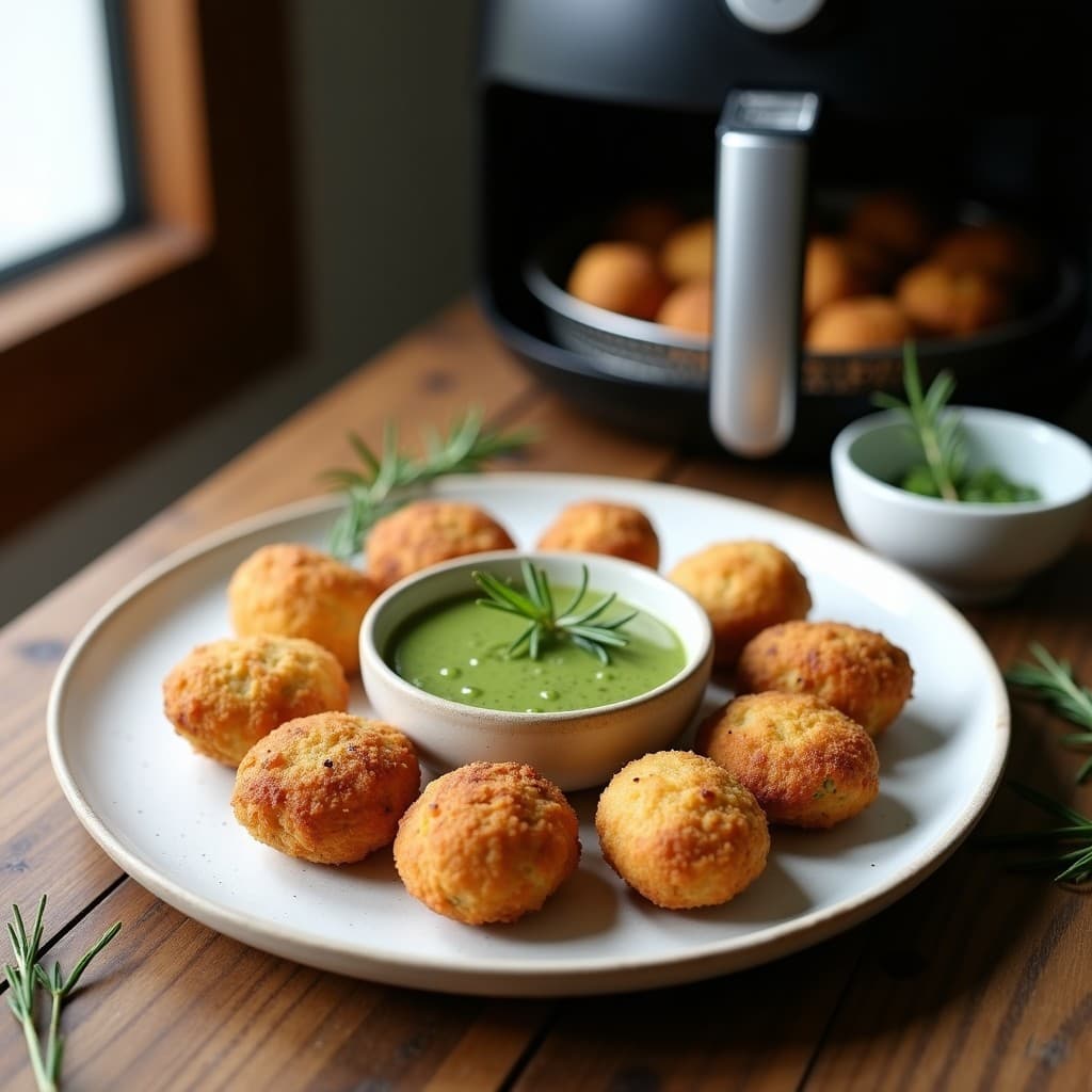 Croquetas de Hongos Portobello y avena con Salsa de romero: Receta en Airfryer Sin Lactosa
