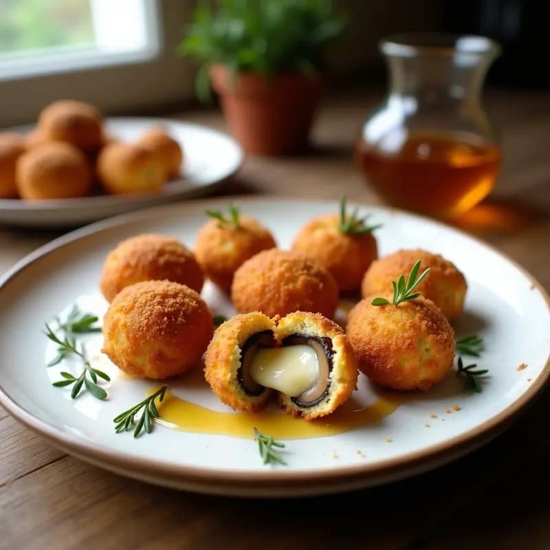 Croquetas de Hongos Portobello y Queso de Cabra con Miguelitos: Receta Española Crujiente