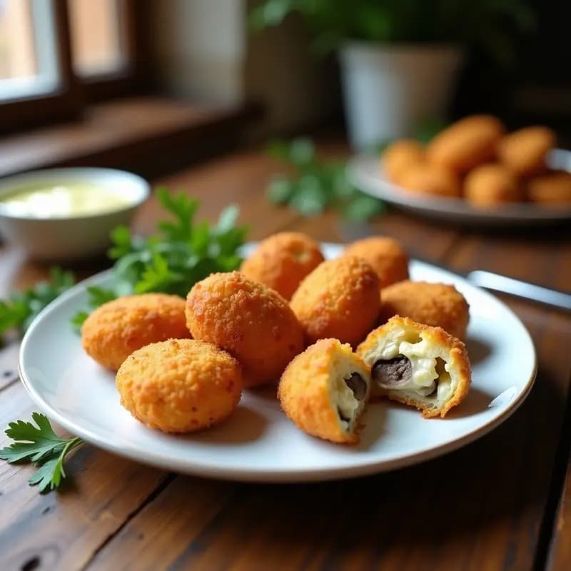 Croquetas de Hongos Shitake y Queso Manchego en Airfryer: Receta Española Sin Gluten