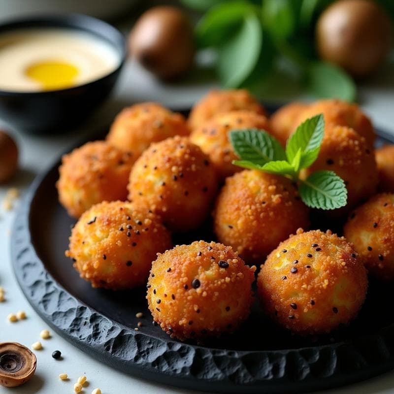 Croquetas de Lentejas Beluga y Champiñones Silvestres: Receta en Airfryer Sin Harina ni Huevos