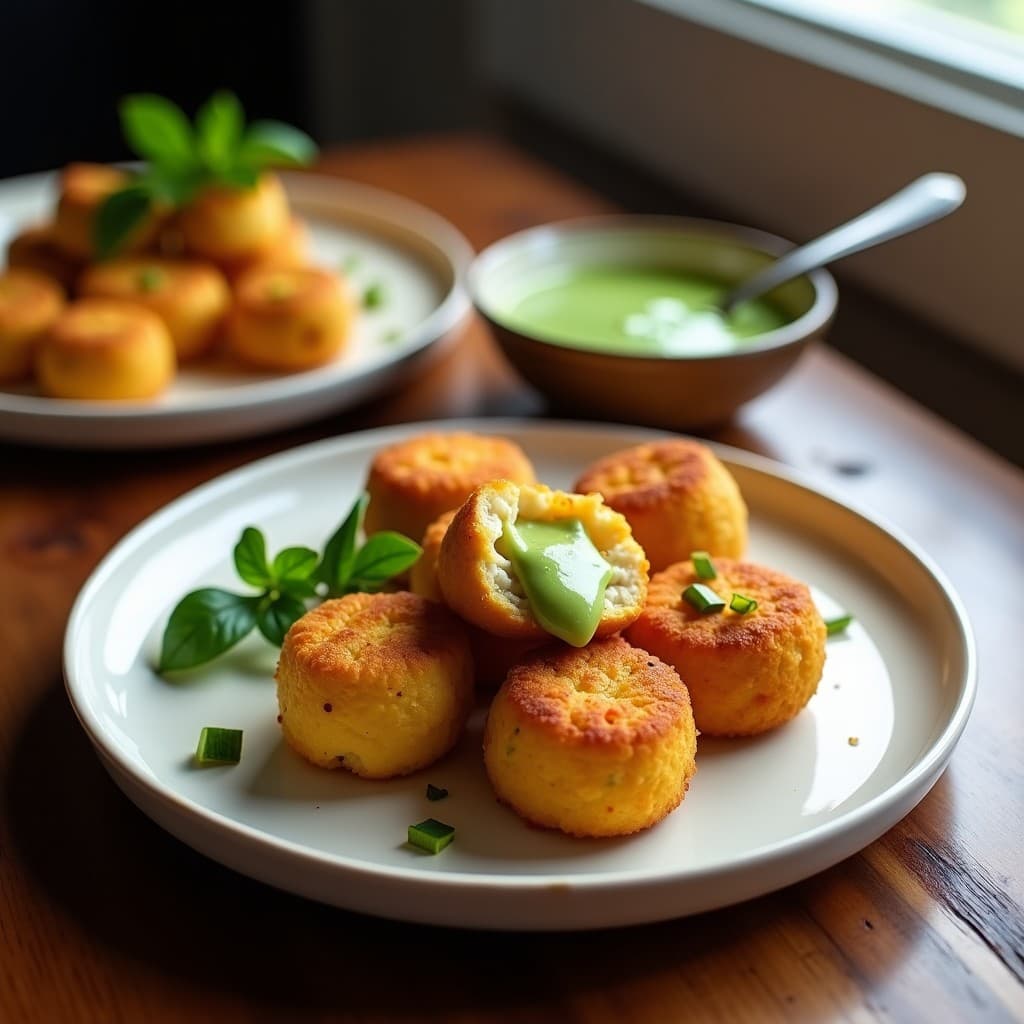 Croquetas de Maíz Morado y Queso de Cabra: Receta Peruana en Airfryer con Salsa de Huacatay