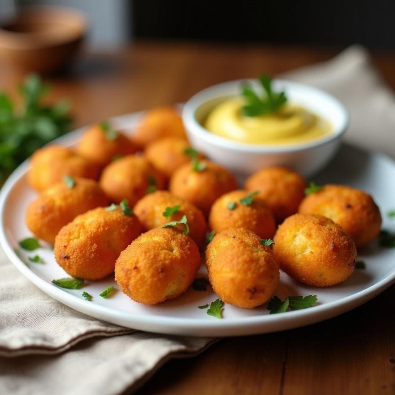 Croquetas de Ñame y Gambutas: Receta Peruana en Airfryer con Aioli de Aji Amarillo