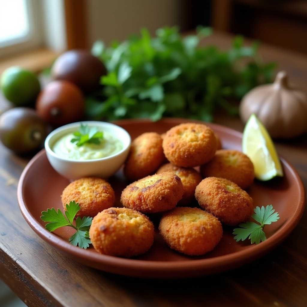 Croquetas de Ñame y Hongos Portobello con Salsa de Ají Charapita: Aperitivo Peruano en Airfryer