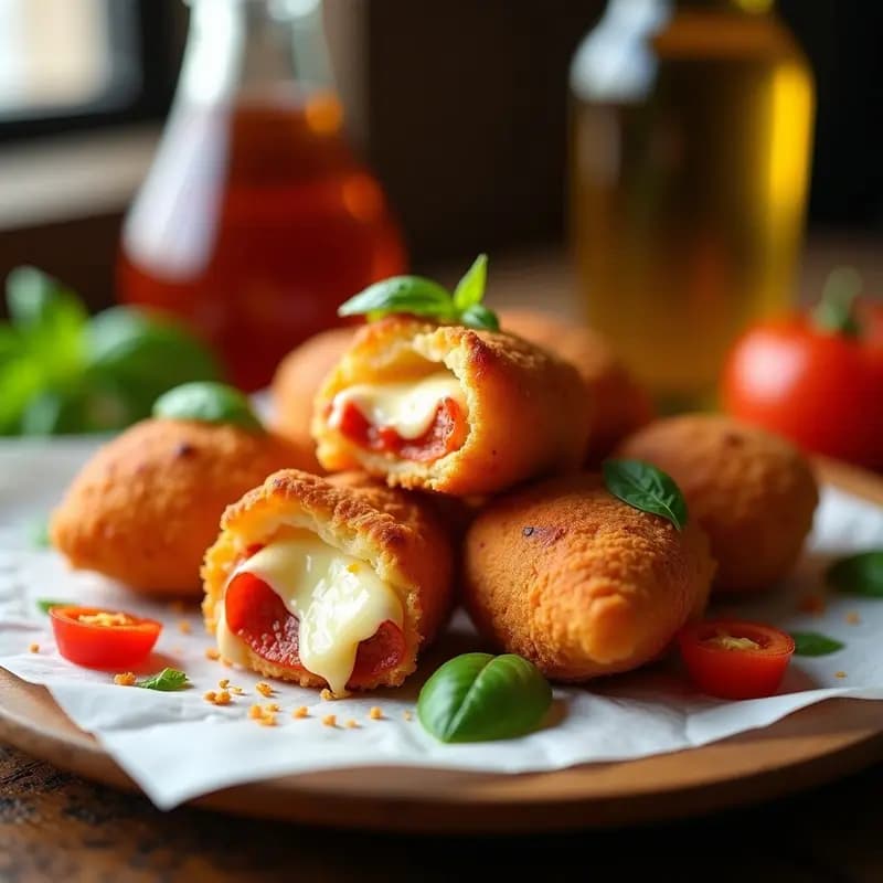 Croquetas de Pizza Rellena de Mozzarella y Pepperoni: Fritura Italiana en un Bocado