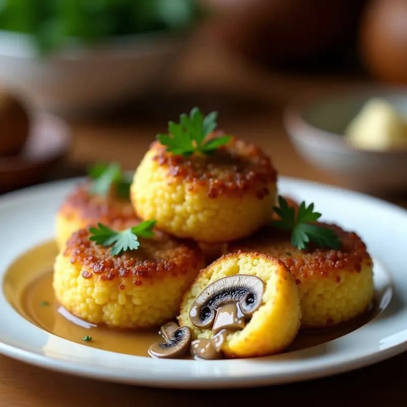 Croquetas de Polenta y Setas con Salsa de Trufa: Receta Italiana Sin Gluten en Airfryer