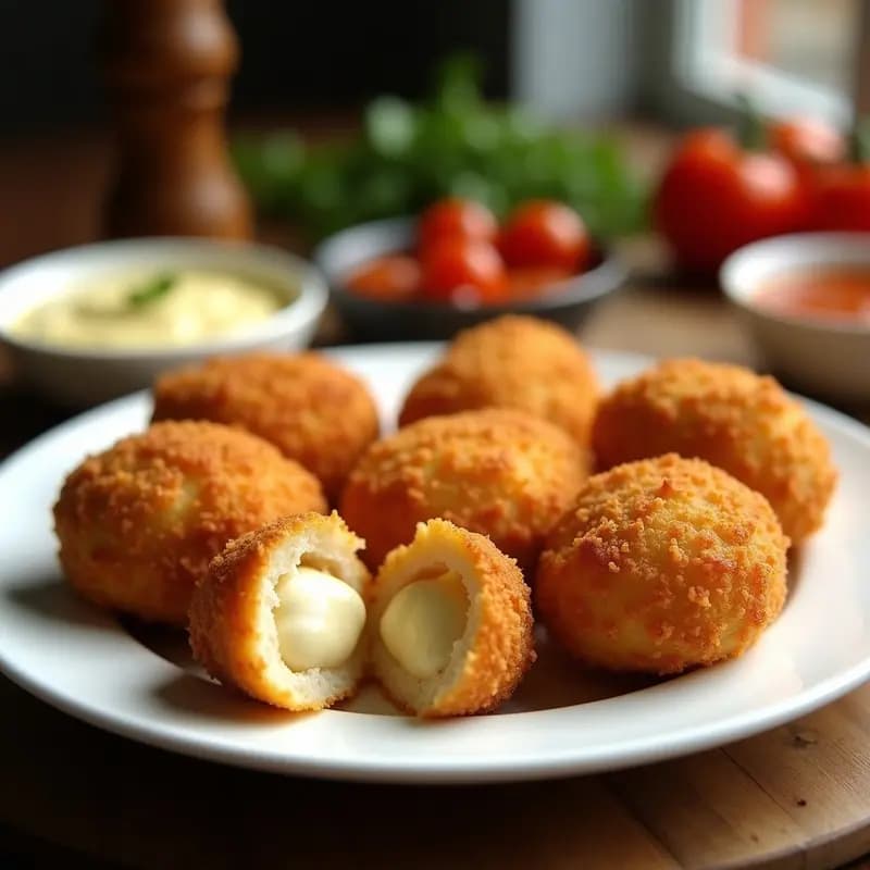 Croquetas de Pollo y Queso con Cobertura de Pan rallado y Especias