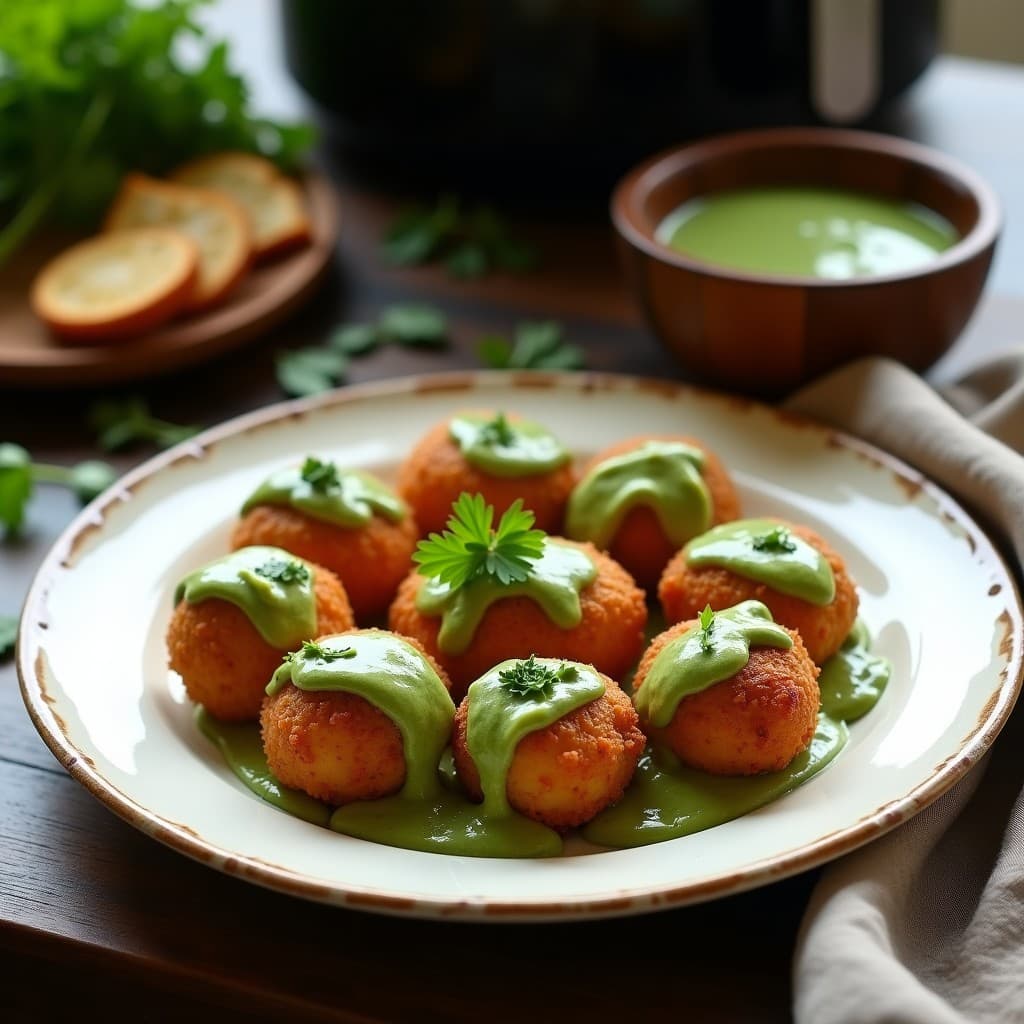 Croquetas de Pulpo y Ñame con Salsa de Mojo Verde: Receta Canaria en Airfryer y Sin Gluten