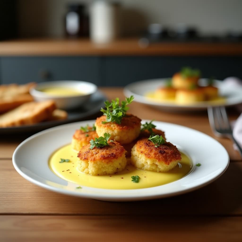 Croquetas de Puré de Coliflor y Anchoas con Salsa de Azafrán: Aperitivo Mediterráneo en Airfryer