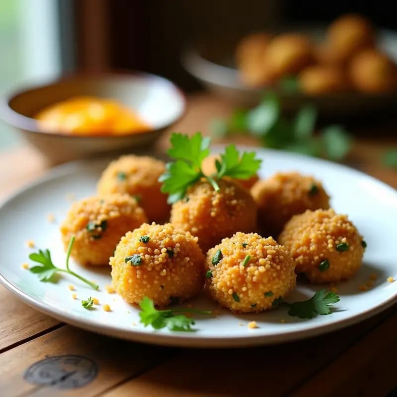 Croquetas de Puré de Garbanzos y Espárragos con Costra de Semillas de Amapola: Receta India en Airfryer
