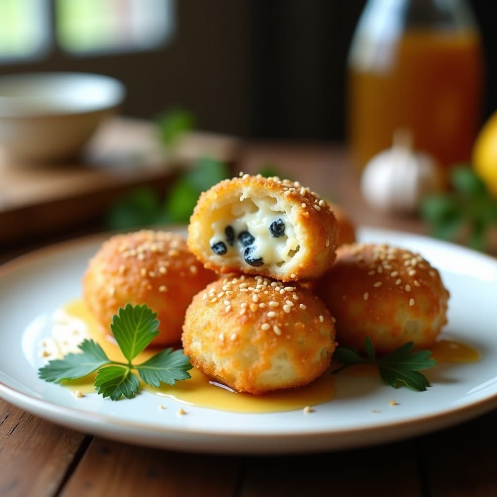 Croquetas de Queso Azul y Nueces con Costra de Semillas de Sésamo: Receta Francesa en Airfryer