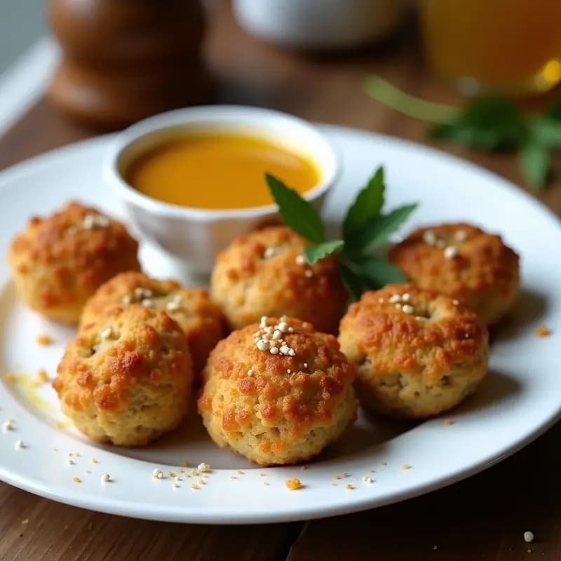 Croquetas de Quinoa y Champiñones Portobello con Salsa de Mostaza y Miel: Receta Francesa Sin Lactosa