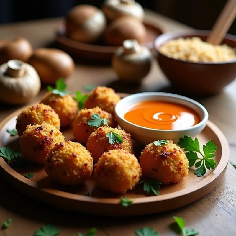 Croquetas de Quinoa y Champiñones con Salsa de Pimentón: Aperitivo Vegano Sin Horno