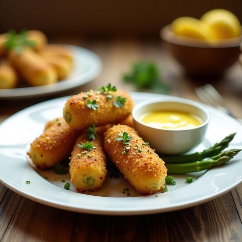 Croquetas de Quinoa y Espárragos con Salsa de Limón: Aperitivo Sin Gluten y Vegano