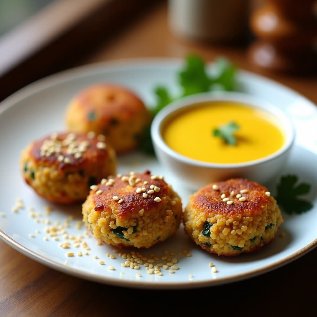 Croquetas de Quinoa y Espinacas con Salsa de Aji Amarillo: Receta Peruana Sin Horno