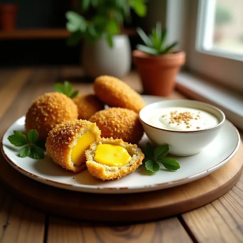Croquetas de Quinoa y Espinacas con Queso de Cúrcuma: Aperitivo Vegano y Colorido