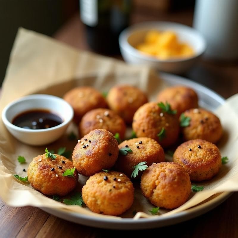 Croquetas de Quinoa y Hongos Shiitake: Aperitivo Vegano en Airfryer con Salsa de Tamari