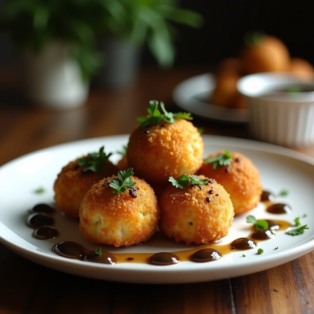 Croquetas de Almidón de Tapioca y Champiñones Portobello con Salsa de Trufa: Aperitivo Brasileño Keto