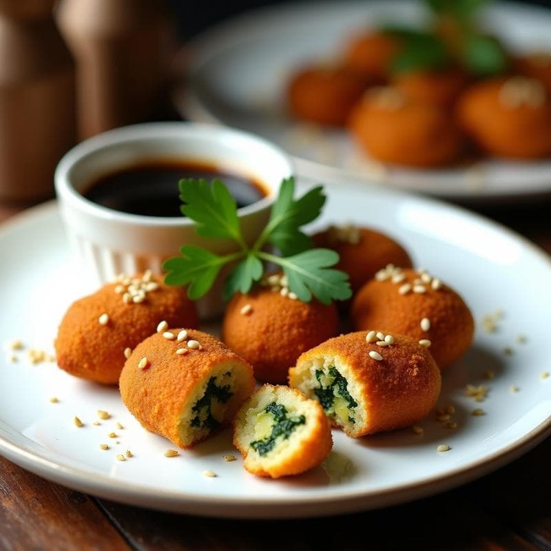 Croquetas de Yuca y Espinacas con Salsa de Ajo Negro: Receta Sin Gluten en Airfryer