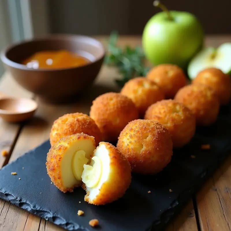 Croquettes de Camembert y Manzana Verde: Aperitivo Francés Crujiente con Mermelada de Higos