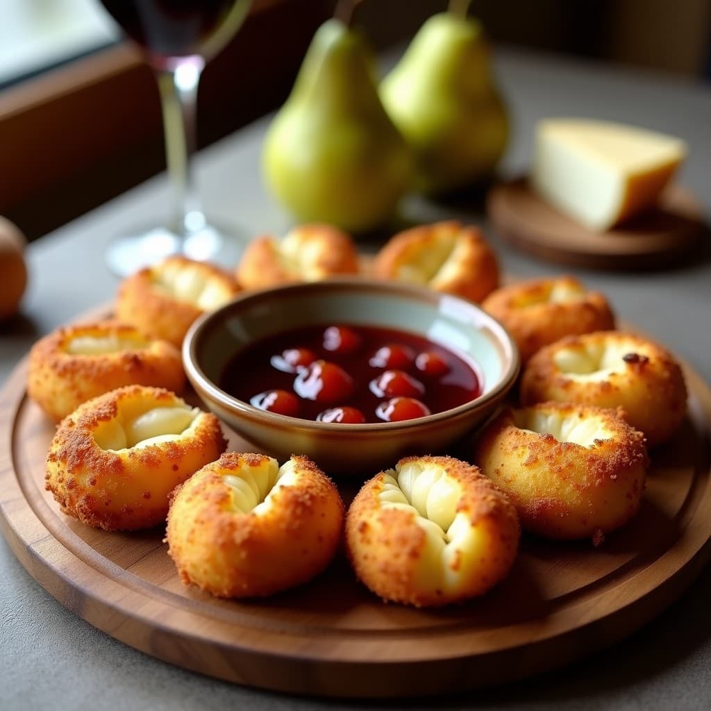 Croquettes de Camembert y Peras al Vino Tinto: Aperitivo Francés Crujiente en Airfryer