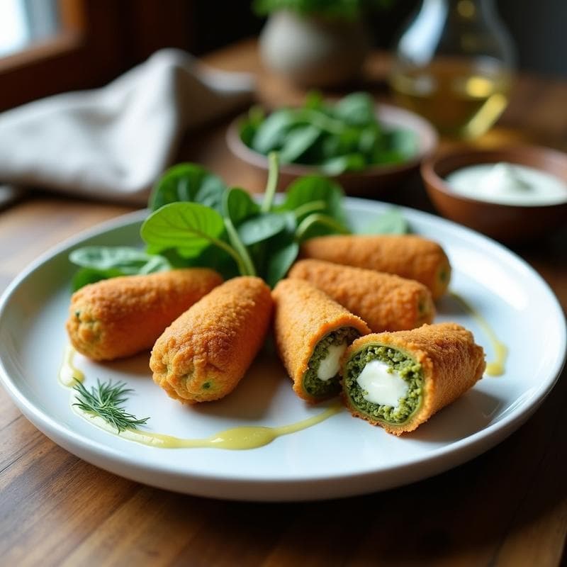 Croquettes de Espinaca y Queso de Anacardo: Aperitivo Francés Vegano con Toque Cremoso