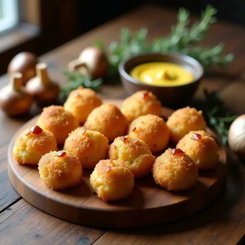 Croquettes de Puré de Papa y Champiñones Portobello: Aperitivo Francés Vegano