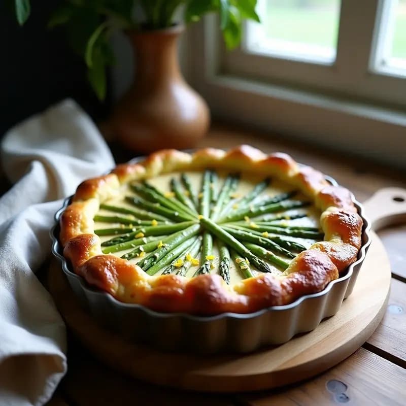 Crostata de Ricotta y Espárragos con Base de Almendra: Receta Italiana Sin Gluten en Molde