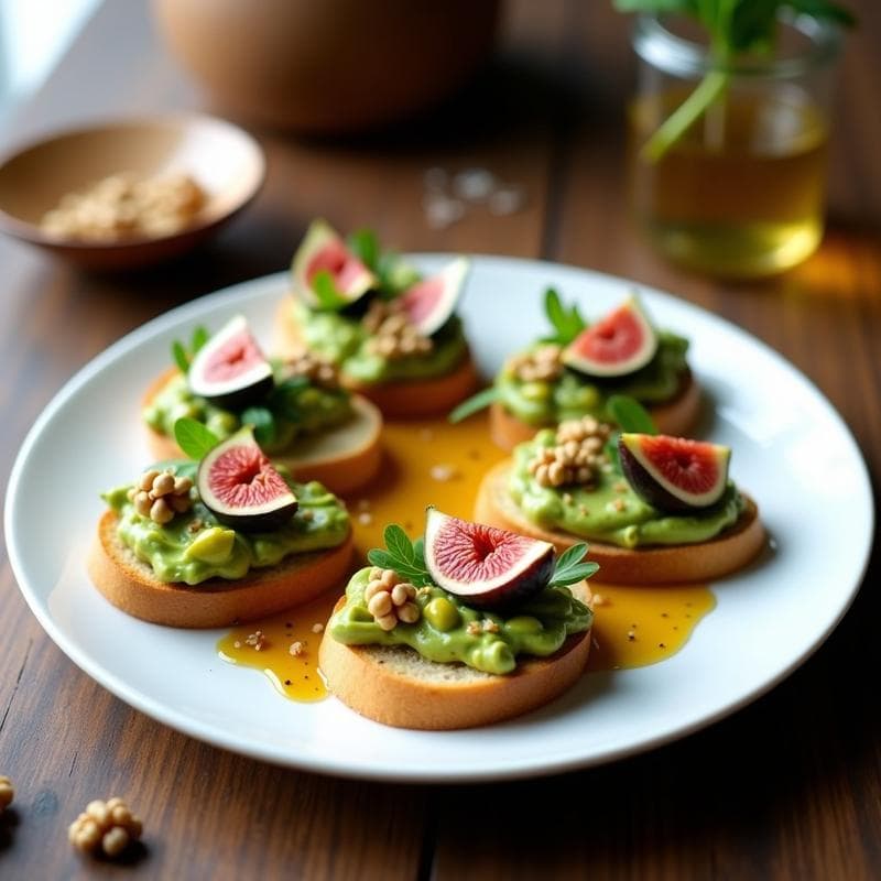 Crostini de Aguacate y Higos con Vinagreta de Miel: Aperitivo Italiano Gourmet