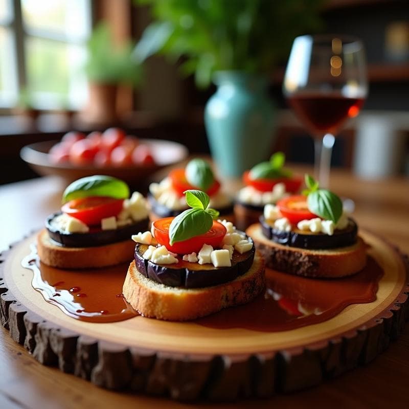 Crostini de Berenjena Asada y Queso de Cabra: Aperitivo Italiano en Airfryer