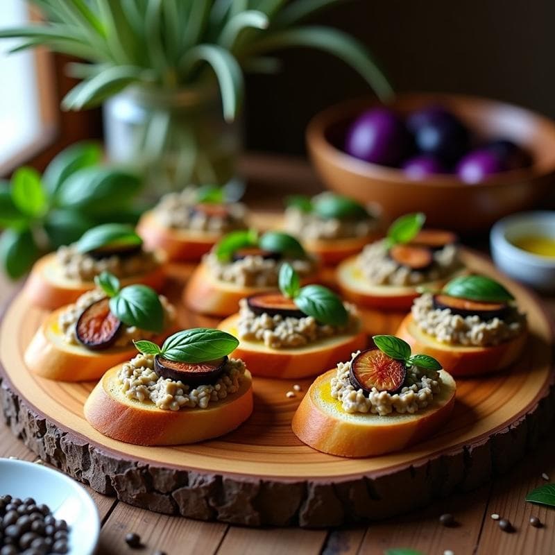 Crostini de Pan de Centeno con Paté de Berenjena Asada y Anchoas: Receta Mediterránea en 10 Minutos