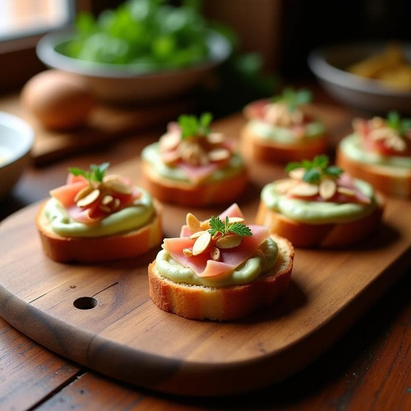 Crostini de Pan de Centeno con Puré de Alcachofas y Jamón Serrano: Receta Española Keto