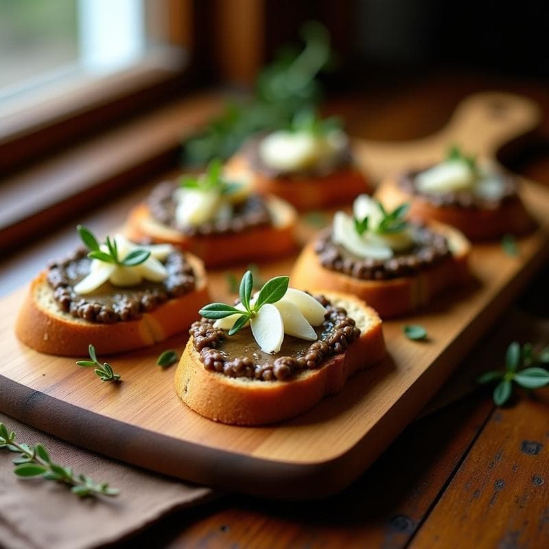 Crostini de Pan de Espelta con Pâté de Champiñones y Trufa: Receta Italiana Gourmet
