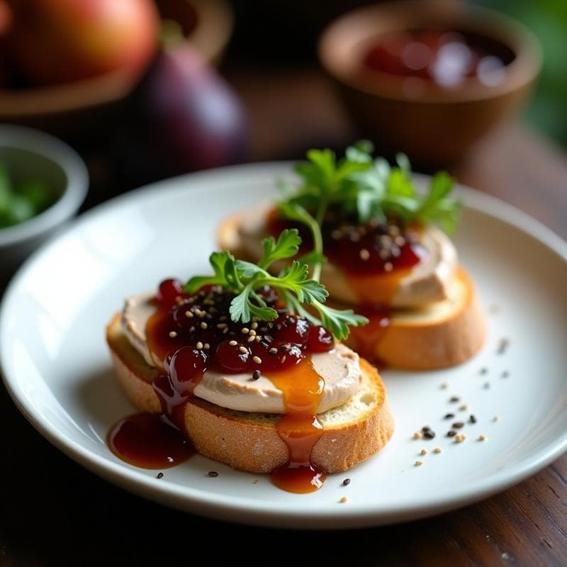 Crostini de Hígado de Pato con Mermelada de Higos: Aperitivo Francés Gourmet en 10 Minutos
