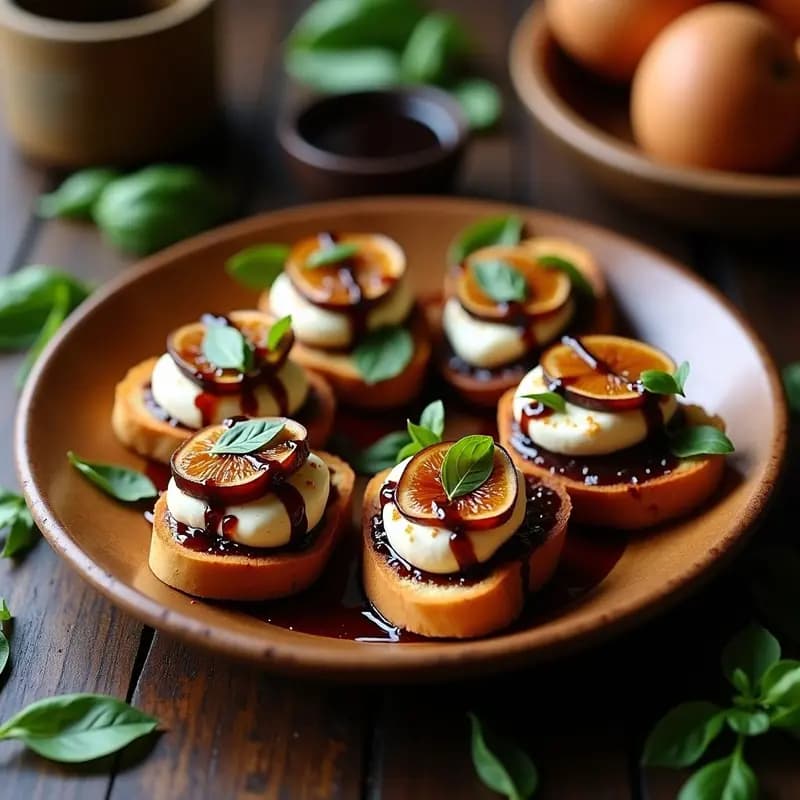 Crostini de Higo Asado con Queso de Búfala y Reducción de Módena: Receta Italiana Elegante