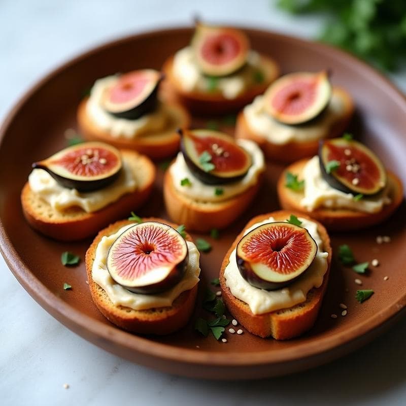 Crostini de Hummus y Higos con Miel de Agave: Aperitivo Vegano Dulce-Salado