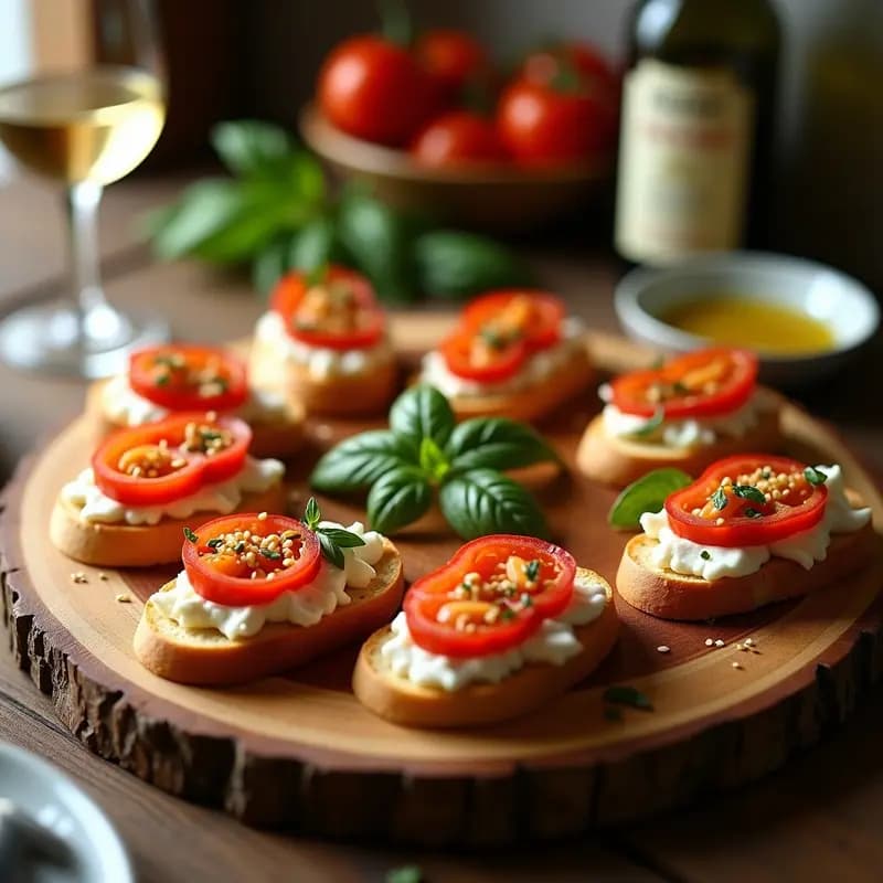 Crostini de Pan de Ajo con Tomate Seco y Queso de Cabra: Aperitivo Italiano Crujiente