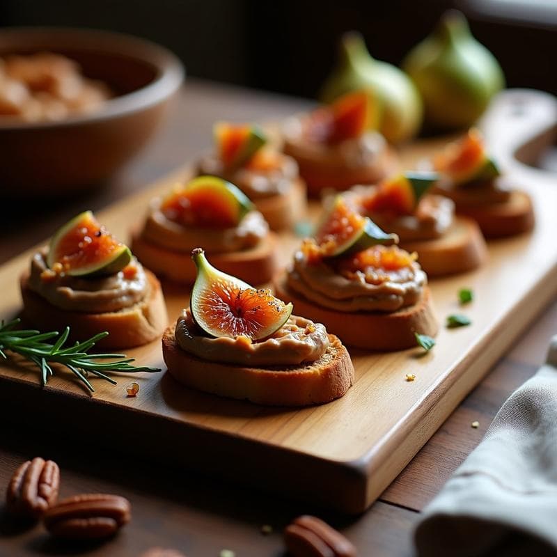 Crostini de Pan de Centeno con Paté de Hígado de Pollo y Higos Caramelizados