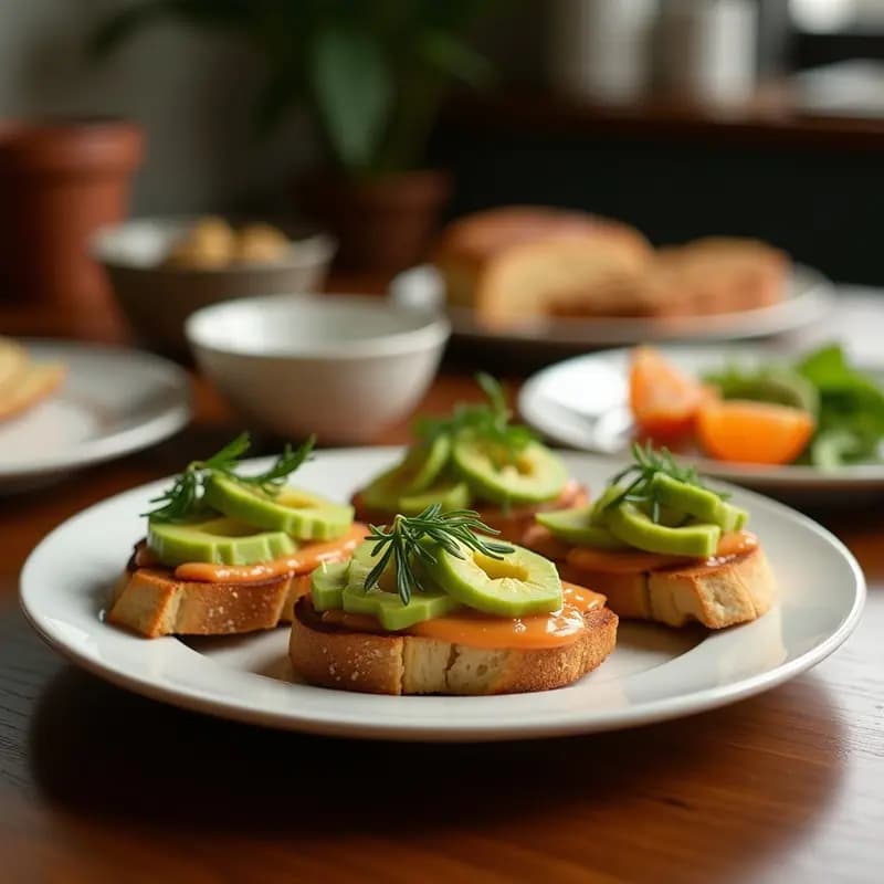 Crostini de Pan Integral con Aguacate y Salmón Ahumado: Entrante Escandinavo Alto en Omega-3